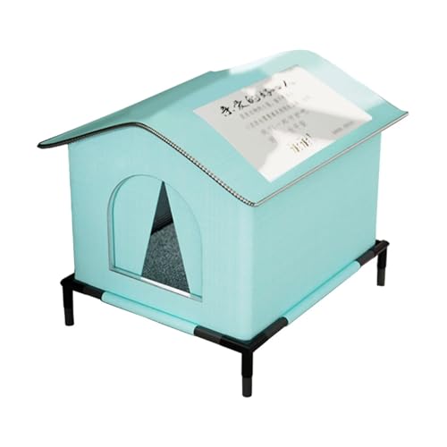szvbofueck Outdoor-Garten-Katzen Shelter Streunende Katzen Schutznest vor Regen und Kälte Mops Zubehör Luxus (Light Blue, S码) von szvbofueck