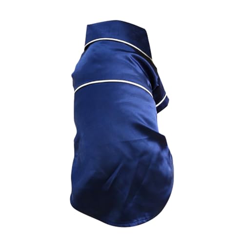szvbofueck Small Dogs Cats Solid Color Pajamas Lapel Two Legged Sleepwear Shirt for All Season Hundejacke Wasserdicht (Navy, S) von szvbofueck