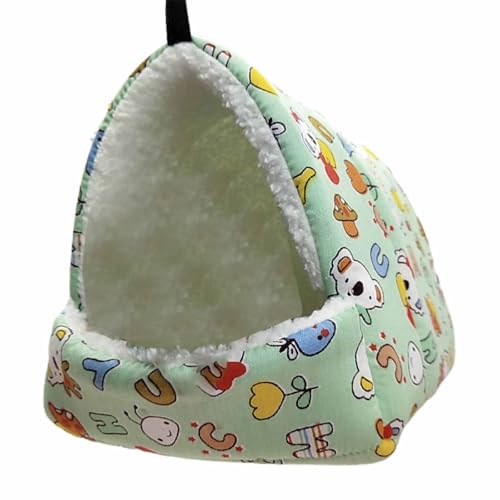 szvbofueck Winter Warmes Plüsch-Schweinezeltbett Haustier Hängebett Nest Käfig Zubehör Für Kurzkopfgleiter Frettchen Eichhörnchen Hamster Bettwäsche Versteck Spielen Schlafen (Green, One Size) von szvbofueck