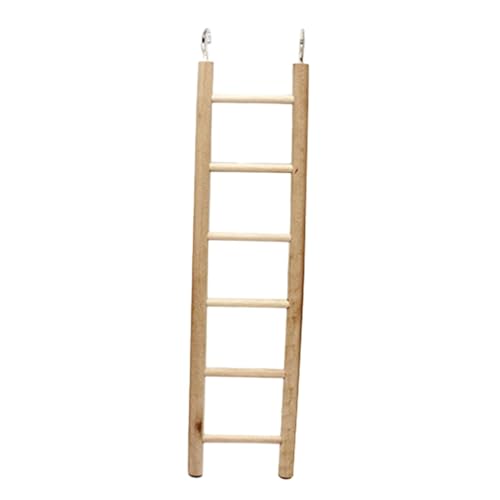 szvbofueck Wooden Bird Ladder for Cage Bird Parrot Step Ladders Toys Cage Hanging Pet Cage Ladders Climbing Ladder for Parrots Lovebirds 6 Steps Lustiges Hundezubehör (Khaki, One Size) von szvbofueck