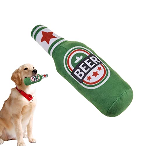 tacery Quietschspielzeug für Hunde - Weinflasche Kauspielzeug für Hunde mit Quietscher | Langlebiges, zahnreinigendes, quietschendes Hundekauspielzeug für Hündchen von tacery