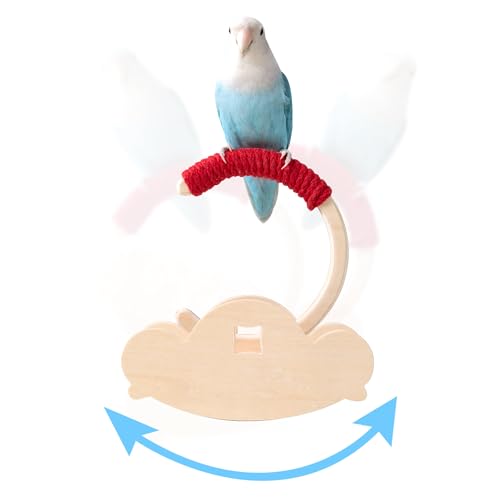 Tafit Vogelsitzstange aus Holz mit Baumwollseil – Anreicherung interaktive drehende Schaukel Sitzstange für Nymphensittiche, Sittiche, Sittiche, Sittiche, Papageien, Wellensittiche – Rot von tafit