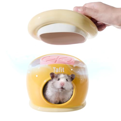 tafit Keramik-Iglu-Hamsterversteck – Kleintier-Lebensraum Dekor Hütte für Syrische & Zwerghamster, Rennmäuse, Mäuse, Ratten – Haus mit Eisbox (Orange) von tafit