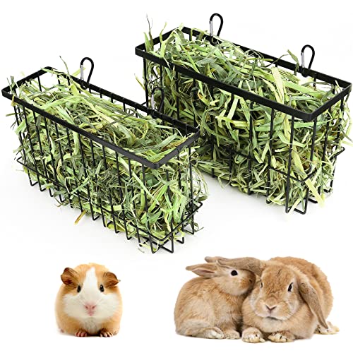 Timothy Futterstation für Kaninchen, Heu, Meerschweinchen, Heu, mit robustem Metallrahmen, Heuhalter, Haustier-Gras-Futterstation für Kleintiere, mit Haken, Metall-Futterständer für Kaninchen von tangtty