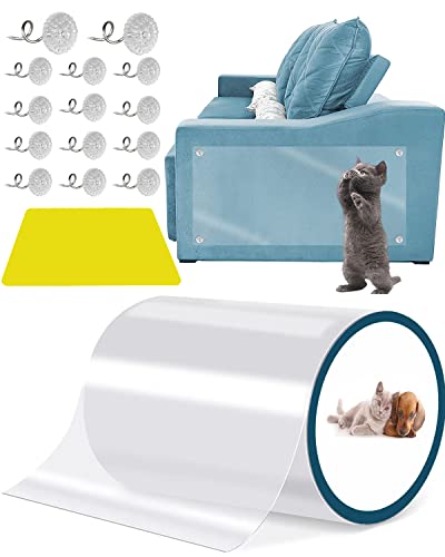 Schutz für Sofa, Katze, 20 x 300 cm, Krallenschutz, für Katzen und Katzen mit 20 Schrauben, Schutz für Sofa, Kratzschutz, Katze, Krallen, Katze, Tür, transparent von tatatel