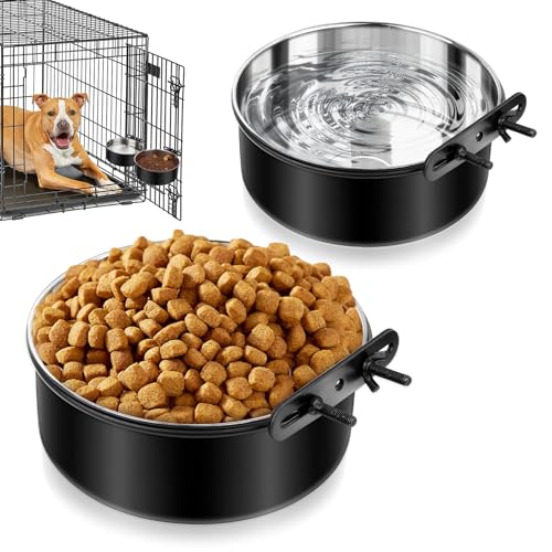 Wassernapf für Hundekäfige, kein Verschütten, schwarze Hundeschüssel, hängend, Edelstahl, für Hundehütte, Käfig, montierbare Metallkäfigschalen für Hunde, Katzen, Welpen, Kaninchen, Vögel (1,4 l + 935 Wassernapf für Hundekäfige, kein Verschütten, schwarze Hundeschüssel, hängend, Edelstahl, für Hundehütte, Käfig, montierbare Metallkäfigschalen für Hunde, Katzen, Welpen, Kaninchen, Vögel (1,4 l + 935 von tchrules