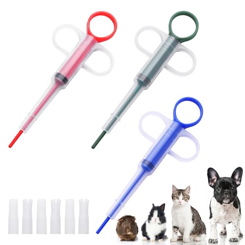 tchrules 3 x Katzen-Pillenschieber für kleine Haustiere, Katzen, Hunde, weiche Spitze, Tablettenspritze, Pusher, Pillenpistole, Spender, Medizin, Futterspender, medizinisches Fütterungswerkzeug von tchrules