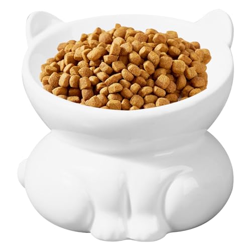 Basic Bowl Erhöhter Katzennapf in Katzenform, neigbar, dekorativer Katzennapf, 220 ml, Futter-/Wasser-Katzennapf aus Keramik, lebensmittelecht, glattes Katzenfutter für den Innenbereich, weiß Basic Bowl Erhöhter Katzennapf in Katzenform, neigbar, dekorativer Katzennapf, 220 ml, Futter-/Wasser-Katzennapf aus Keramik, lebensmittelecht, glattes Katzenfutter für den Innenbereich, weiß von tddouck