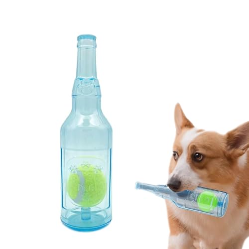 Quietschendes Hundespielzeug - Unzerstörbares Flaschenförmiges Kauspielzeug mit Tennisball im Inneren, langlebiges Welpenspielzeug zum Kauen, Zahnreinigung & Spielen im Freien, interaktives Quietschendes Hundespielzeug - Unzerstörbares Flaschenförmiges Kauspielzeug mit Tennisball im Inneren, langlebiges Welpenspielzeug zum Kauen, Zahnreinigung & Spielen im Freien, interaktives von technodry