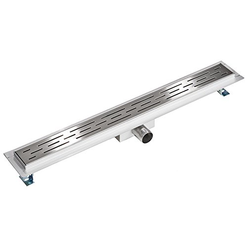 tectake® Edelstahl Duschrinne, Abfluss Dusche, Bodenablauf Dusche, begehbare Dusche, Ablaufrinne, Duschablauf, Duschabfluss Rinne mit Siphon, Sieb und Geruchsstopp - Duschrinne 70cm von tectake