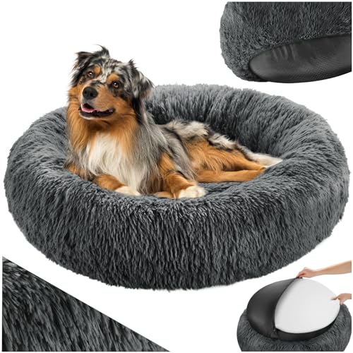 tectake® Hundebett für kleine, mittelgroße oder Grosse Hunde oder Katzenbett, Boden Hundekissen waschbar, Hundekorb flauschig, Plüsch Kissen Hundekörbchen, Hundeliege Outdoor, Hundezubehör (Ø 60cm) von tectake