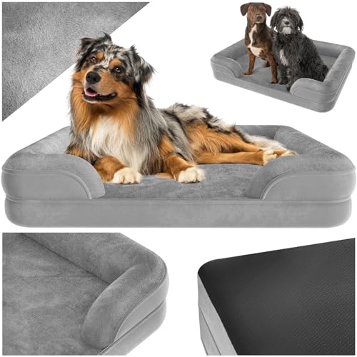 tectake® orthopädisches Hundebett, Kissen für Grosse und mittelgroße Hunde, flauschig, waschbar, Hundekörbchen mit Memory Schaum, Hundebox, Hundeliege, Hundekorb, Hundekissen (XL - 112 x 81 x 18 cm) von tectake