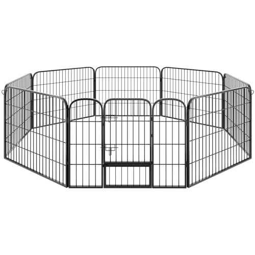 tectake Welpenauslauf 60 cm hoch, 8 Gitter, Welpenlaufstall, Freigehege, Tierlaufstall faltbar, Freilaufgehege, Hundelaufstall mit Tür, für Hunde, Katzen, Hasen, Meerschweinchen, Kleintiere - schwarz von tectake