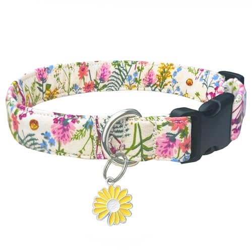 TEEMERRYCA Hundehalsbänder mit Blumenmustern, verstellbares Hundehalsband mit Blumenanhänger, bequeme Baumwolle, Haustierhalsband für Welpen, klein, mittel, groß, niedlich, Mädchen, weiblich, Junge TEEMERRYCA Hundehalsbänder mit Blumenmustern, verstellbares Hundehalsband mit Blumenanhänger, bequeme Baumwolle, Haustierhalsband für Welpen, klein, mittel, groß, niedlich, Mädchen, weiblich, Junge von teemerryca
