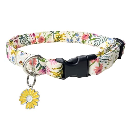 TEEMERRYCA Hundehalsbänder mit Blumenmustern, verstellbares Hundehalsband mit Blumenanhänger, bequeme Baumwolle, Haustierhalsband für Welpen, klein, mittel, groß, niedlich, Mädchen, weiblich, Junge TEEMERRYCA Hundehalsbänder mit Blumenmustern, verstellbares Hundehalsband mit Blumenanhänger, bequeme Baumwolle, Haustierhalsband für Welpen, klein, mittel, groß, niedlich, Mädchen, weiblich, Junge von teemerryca