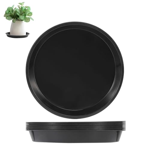thirei Blumentopf Untersetzer, 19cm Kunststoff Blumenuntersetzer, 10 Stück Untersetzer für Blumentöpfe, für Innen und Außenpflanzen, Schwarz von thirei