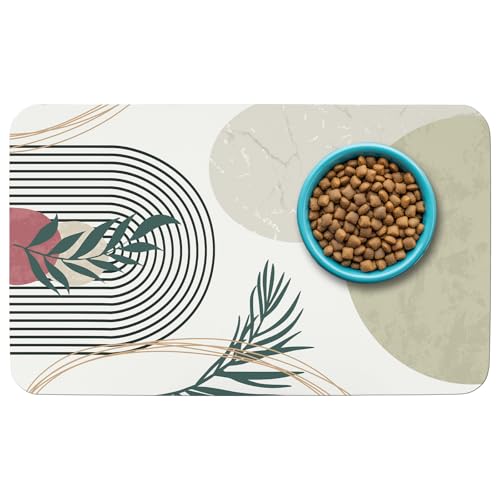 Gemusterte Katzen- und Hundenapfunterlage für Futter und Wasser, 43,2 x 76,2 cm, schnell trocknend, saugfähig, umweltfreundliches Hunde-Tischset von thmasamwr