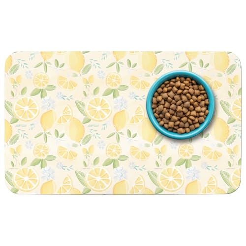 Gemusterte Katzen- und Hundenapfunterlage für Futter und Wasser, 43,2 x 76,2 cm, schnell trocknend, saugfähig, umweltfreundliches Hunde-Tischset von thmasamwr