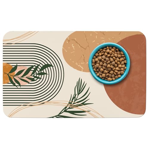 Gemusterte Katzen- und Hundenapfunterlage für Futter und Wasser, 43,2 x 76,2 cm, schnell trocknend, saugfähig, umweltfreundliches Hunde-Tischset von thmasamwr