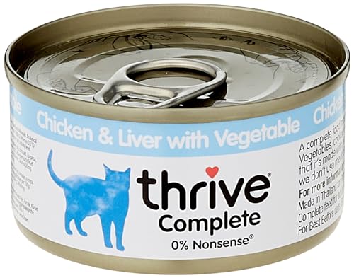thrive Katze Complete - 100% Katzenvollnahrung Hühnchenbrust & Hühnchenleber mit Gemüse (12-er Pack) von thrive
