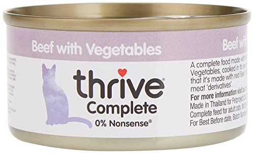 thrive Katze Complete - 100% Katzenvollnahrung Rind mit Gemüse (12-er Pack) von thrive