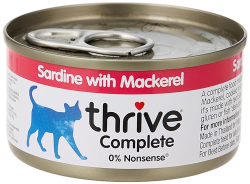 thrive Katze Complete - 100% Katzenvollnahrung Sardine & Makrele in Soße (12-er Pack) von thrive