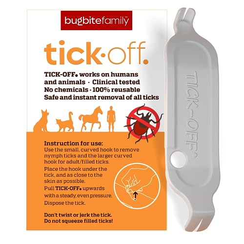 tick-off® | Patentierte Zeckenzange Mensch | Doppelseitige Zeckenzange für Hunde Katzen Pferde | Zecken Entferner mit 2 Zeckenhaken & Ergonomischem Griff | Klinisch getestet | Einzelpackung Weiß von tick-off