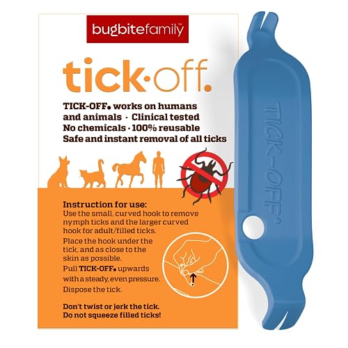 tick-off® | Patentierte Zeckenzange Mensch | Zecken Entferner mit 2 Größen Zeckenhaken & Ergonomischem Griff | Doppelseitig für Hunde Katzen Pferde | Klinisch getestet | Einzelpackung Blau von tick-off
