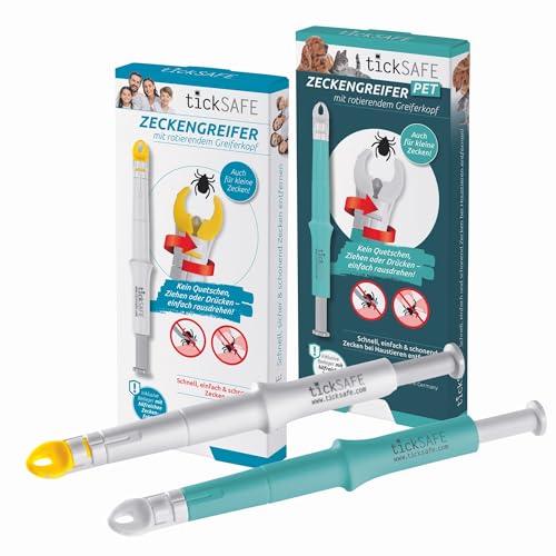 tickSAFE 2er Kombi-Set Zeckengreifer mit rotierendem Greiferkopf Tier & Mensch | Die bessere Alternative zur Zeckenzange - kein Quetschen, Ziehen oder Drücken - einfach schonend rausdrehen tickSAFE 2er Kombi-Set Zeckengreifer mit rotierendem Greiferkopf Tier & Mensch | Die bessere Alternative zur Zeckenzange - kein Quetschen, Ziehen oder Drücken - einfach schonend rausdrehen von tickSAFE