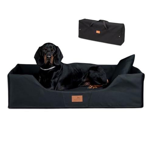 tierlando® Columbus Orthopädisches Reise Hundebett | Reisehundebett | Tragbar Faltbar Tasche | Mittlere Große Hunde XL XXL (COL3 (80 x 60 x 25 cm), 03 Schwarz) von tierlando