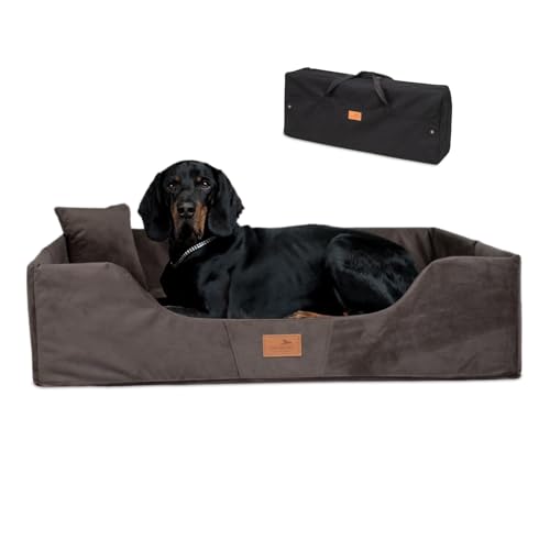 tierlando® Columbus Orthopädisches Reise Hundebett | Reisehundebett | Tragbar Faltbar Tasche | Mittlere Große Hunde XL XXL (COL4 (100 x 80 x 25 cm), 01 Braun) von tierlando