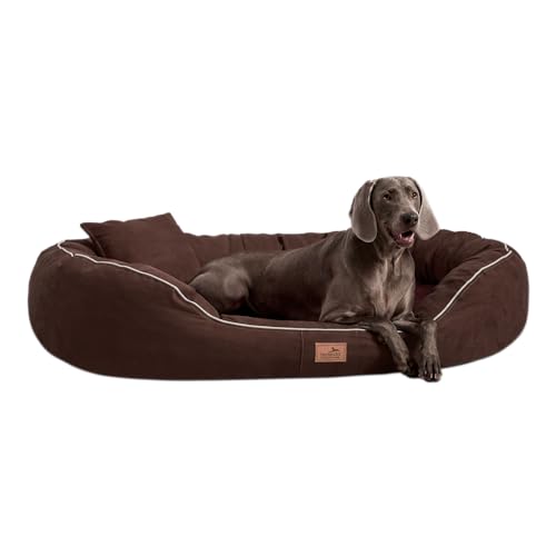tierlando® Nonplusultra Marlon orthopädisches Hundebett mit Visco Plus Matratze in Velours! Soft-Lounge! Gr. M L XXL XXXL | 85 cm bis 220 cm (L 100 x 85 cm, 01| Braun) von tierlando