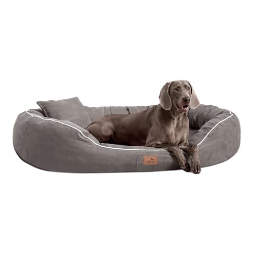 tierlando® Nonplusultra Marlon orthopädisches Hundebett mit Visco Plus Matratze in Velours! Soft-Lounge! Gr. M L XXL XXXL | 85 cm bis 220 cm (XXXL 170 x 110 cm, 06| Grau) von tierlando