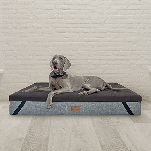 tierlando® Ortho-Topper High-Tech-Velours | Orthopädische Matratzenauflage für Hundetten Bezug kuschelig waschbar nachhaltiger Matratzenschoner Größe: 100x80cm | Farbe: 01 Braun von tierlando