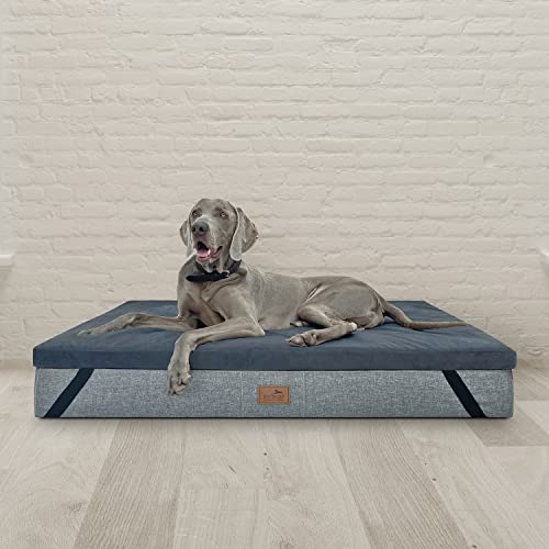 tierlando® Ortho-Topper High-Tech-Velours | Orthopädische Matratzenauflage für Hundetten Bezug kuschelig waschbar nachhaltiger Matratzenschoner Größe: 100x80cm | Farbe: 02 Graphit von tierlando