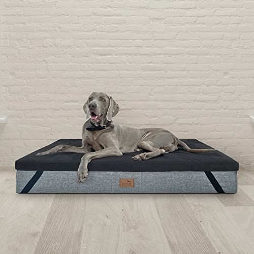 tierlando® Ortho-Topper High-Tech-Velours | Orthopädische Matratzenauflage für Hundetten Bezug kuschelig waschbar nachhaltiger Matratzenschoner Größe: 150x100cm | Farbe: 03 Schwarz von tierlando