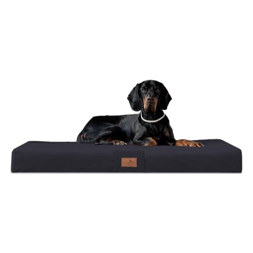 tierlando® Orthopädische Hundematratze Floki VISCO Plus | High-Tech Velours | Schmutz- und wasserabweisend (FL3 | 80 x 60 cm, 03 | Schwarz) von tierlando