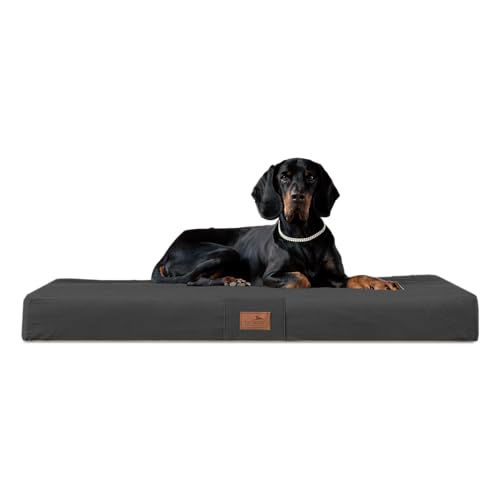 tierlando® Orthopädische Hundematratze Floki VISCO Plus | High-Tech Velours | Schmutz- und wasserabweisend (FL4 | 100 x 80 cm, 02 | Graphit) von tierlando