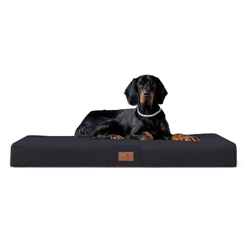 tierlando® Orthopädische Hundematratze Floki VISCO Plus aus High-Tech Velours mit Schmutz- und wasserabweisendem Bezug, Größe: 150x100cm Farbe: 03 Schwarz von tierlando
