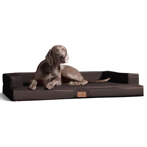 tierlando® Orthopädisches Design Hundesofa Gibson VISCO Kunstleder kubische Form (GI4- L 100cm, 01 Braun) von tierlando