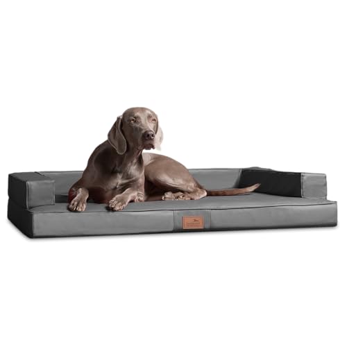 tierlando® Orthopädisches Design Hundesofa Gibson VISCO Kunstleder kubische Form Größe: 80x60cm | Farbe: 06 Grau von tierlando