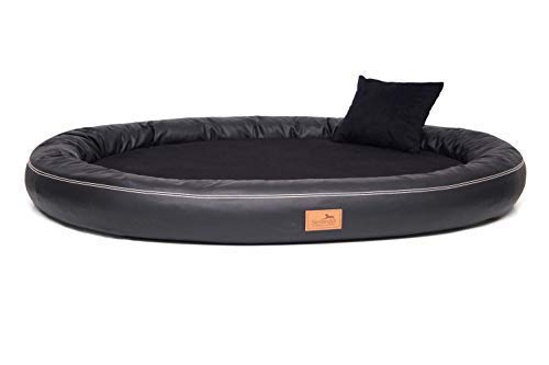 tierlando® Orthopädisches Hundebett Gilbert Ortho Soft Latex Velours Kunstleder (GLB3-TL 85x65 cm, 03 Schwarz) von tierlando