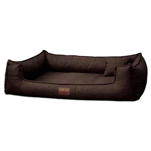 tierlando® Orthopädisches Hundebett Goofy Couture inkl. Matratzenschoner - Abnehmbarer, waschbarer Bezug aus meliertem Möbelstoff - Für mittlere bis sehr große Hunde - Größe: 90x75cm Farbe: 01 Braun von tierlando