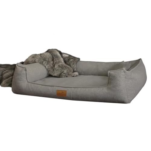tierlando® Orthopädisches Hundebett Goofy Couture inkl. Matratzenschoner - Abnehmbarer, waschbarer Bezug aus meliertem Möbelstoff - Für mittlere bis sehr große Hunde - Größe: 90x75cm Farbe: Graphit von tierlando