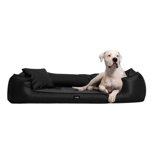 ttierlando® Goofy Easy CLEAN – Orthopädisches Hundebett aus Kunstleder mit Matratzenschoner – für mittelgroße und große Hunde Größe: 160x110cm Farbe: 03 Schwarz von tierlando