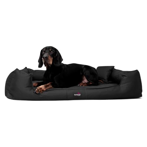 tierlando® Orthopädisches Hundebett Goofy - für große Hunde XL bis XXXL - waschbarer Polyester-Bezug - ideal bei Gelenkproblemen - Größ: 90x75cm Farbe: 03 Schwarz von tierlando