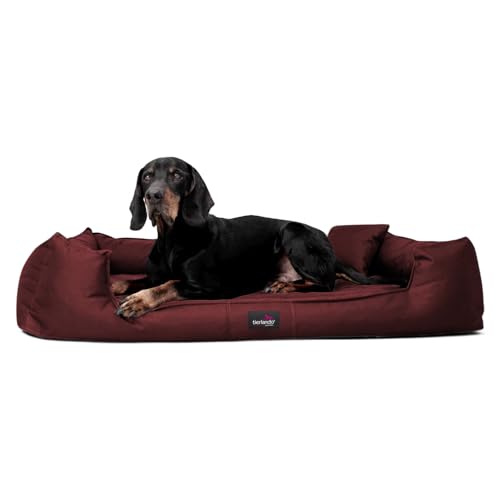 tierlando® Orthopädisches Hundebett Goofy - für große Hunde XL bis XXXL - waschbarer Polyester-Bezug - ideal bei Gelenkproblemen - Größ: 90x75cm Farbe: 29 Bordeaux von tierlando
