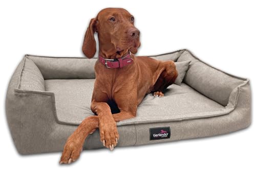 tierlando® Orthopädisches Hundebett Gustav Scandi CHIC | XXL Hundesofa eleganter Bezug waschbar, herausnehmbar, Mobile Matratze Größe: 110x90cm | Farbe: 05 Creme von tierlando