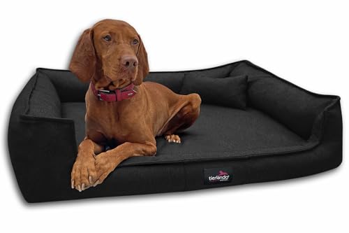 tierlando® Orthopädisches Hundebett Gustav Scandi CHIC | XXL Hundesofa eleganter Bezug waschbar, herausnehmbar, Mobile Matratze Größe: 130x100cm | Farbe: 03 Schwarz von tierlando