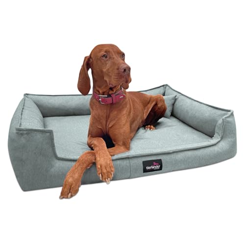 tierlando® Orthopädisches Hundebett Gustav Scandi CHIC mit elegantem waschbarem Bezug und herausnehmbarer mobiler Matratze für maximalen Liegekomfort Größe: 130x100cm | 63 Seegrau von tierlando
